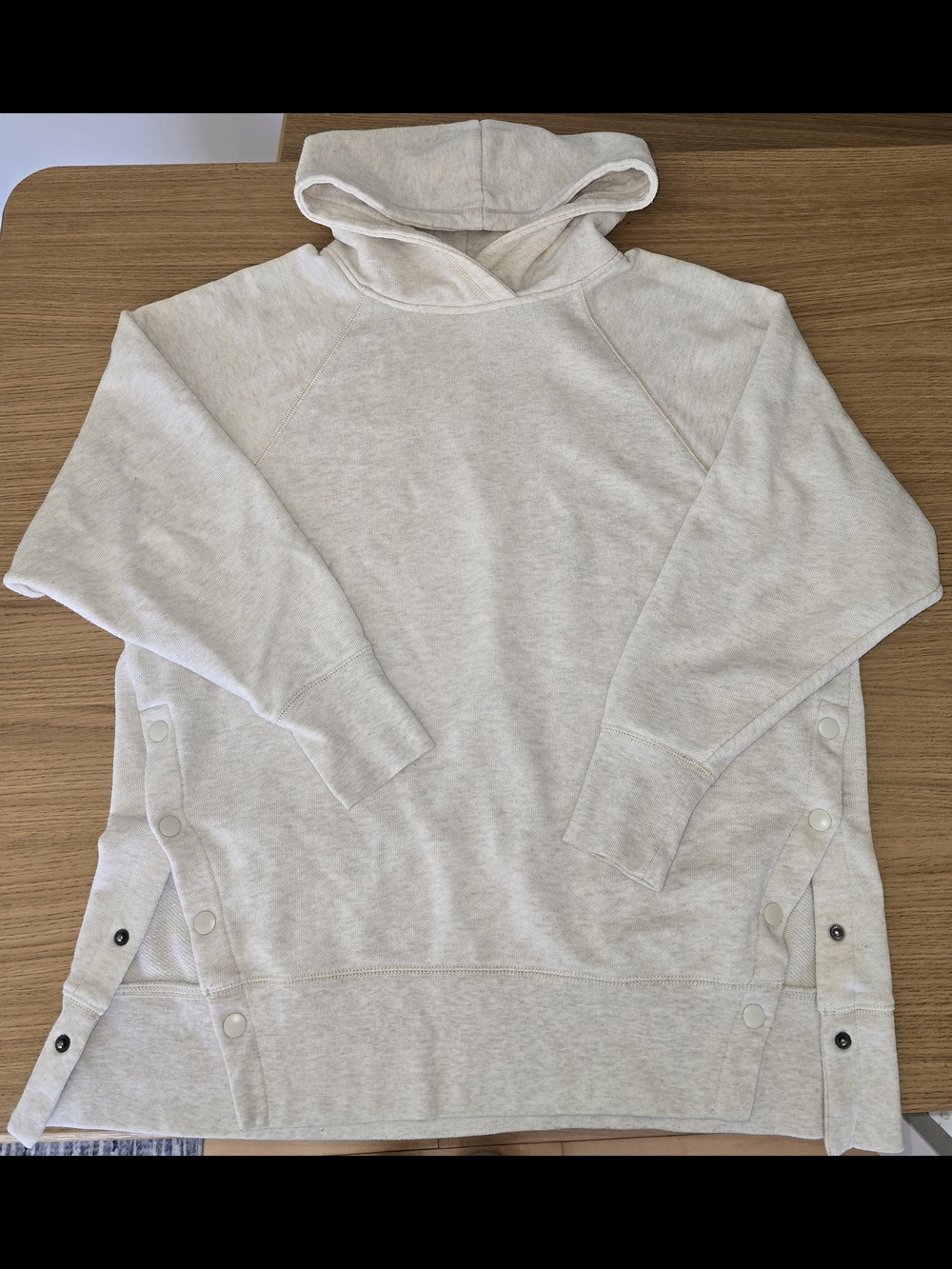 Aerie Cream Textured Hoodie with Snap Tab